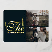 フォトグモダンリーエレガントンと金ゴールドのクリスマス 箔シーズンカード (正面)