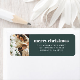 フォトグモダンリーンメリークリスマスのミニマリスト ラベル