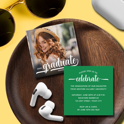 フォトグモダンリーン卒業パーティー エンクロージャーカード