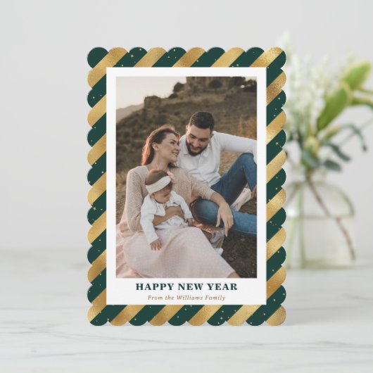 フォトグモダンリーン金ゴールドハッピーニューイヤーカード シーズンカード (スタンド正面)