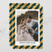 フォトグモダンリーン金ゴールドハッピーニューイヤーカード シーズンカード (正面/裏面)