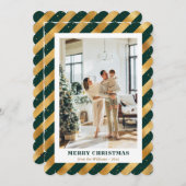 フォトグモダンリーン金ゴールドメリークリスマスカード シーズンカード (正面/裏面)
