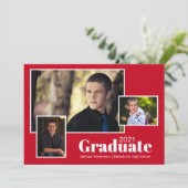 フォトグモダンレイと赤の3つの卒業パーティー 招待状 (スタンド正面)