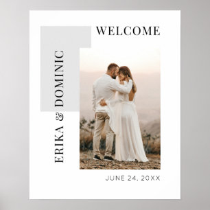 フォトグモダンレーウェルカム結婚のサイン ポスター