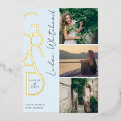 フォトグラッモダンドライトブルー 箔招待状 (正面)