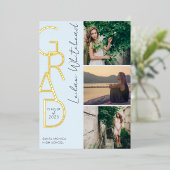 フォトグラッモダンドライトブルー 箔招待状 (立ち正面)