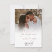 フォトグラディエント効果ロマンチック結婚のスクリプト サンキューカード (正面)