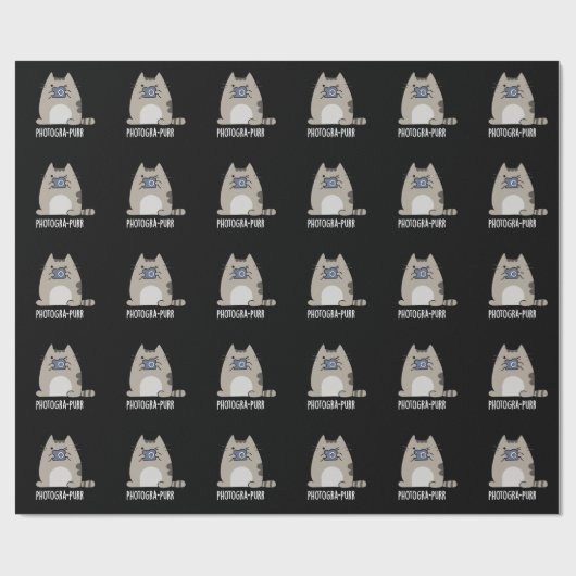 フォトグラファーおもしろいキャットフォトグラファーPun Dark BG ラッピングペーパー (フラット)