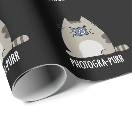 フォトグラファーおもしろいキャットフォトグラファーPun Dark BG ラッピングペーパー (ロールコーナー)