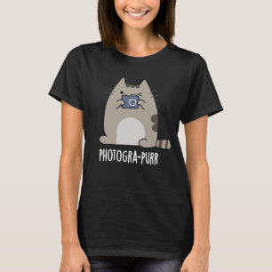 フォトグラファーおもしろいキャットフォトグラファーPun Dark BG Tシャツ