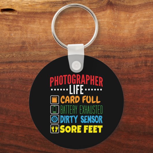 フォトグラファーおもしろいライフのチェックリスト キーホルダー (正面)