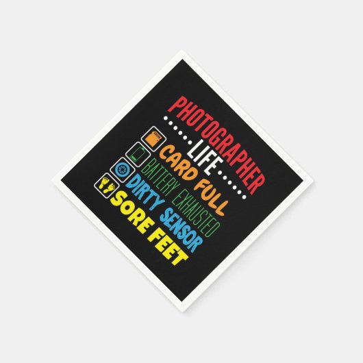 フォトグラファーおもしろいライフのチェックリスト スタンダードカクテルナプキン (角)