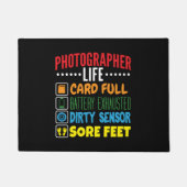 フォトグラファーおもしろいライフのチェックリスト ドアマット (正面)