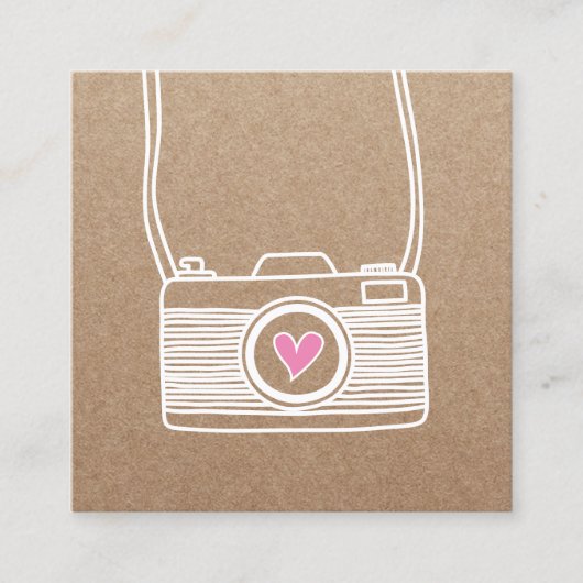 フォトグラファーかわいいカメラ写真素朴クラフト スクエア名刺 (正面)