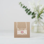 フォトグラファーかわいいカメラ写真素朴クラフト スクエア名刺 (スタンド正面)