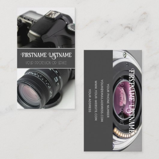 フォトグラファーとビデオグラファー向けのDSLRカメラレンズ 名刺 (正面/裏面)