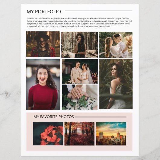 フォトグラファーについて自分のページテンプレート (裏面)