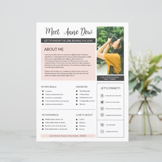 フォトグラファーについて自分のページテンプレート (スタンド正面)