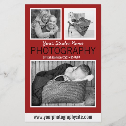 フォトグラファーによるビジネスの配布資料(3枚) チラシ (正面)