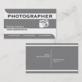 フォトグラファーのカメラグレー、白い目を引く 名刺 (正面/裏面)
