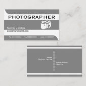フォトグラファーのカメラグレー、白い目を引く 名刺 (正面/裏面)