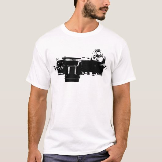 フォトグラファーのカメラトップビューTシャツ Tシャツ (正面)