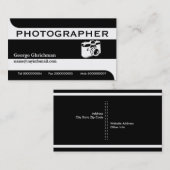 フォトグラファーのカメラブラック、白い目を引く 名刺 (正面/裏面)