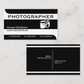 フォトグラファーのカメラブラック、白い目を引く 名刺 (正面/裏面)