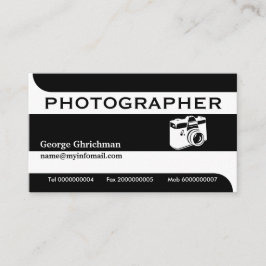 フォトグラファーのカメラブラック、白い目を引く 名刺