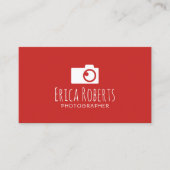 フォトグラファーのカメラミニマルロゴ赤写真 名刺 (正面)