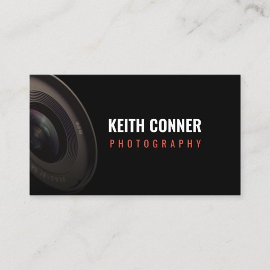 フォトグラファーのカメラレンズブラック 名刺 (正面)