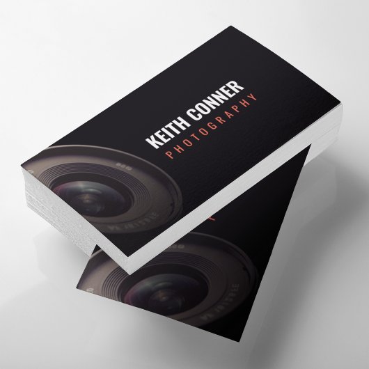 フォトグラファーのカメラレンズブラック 名刺