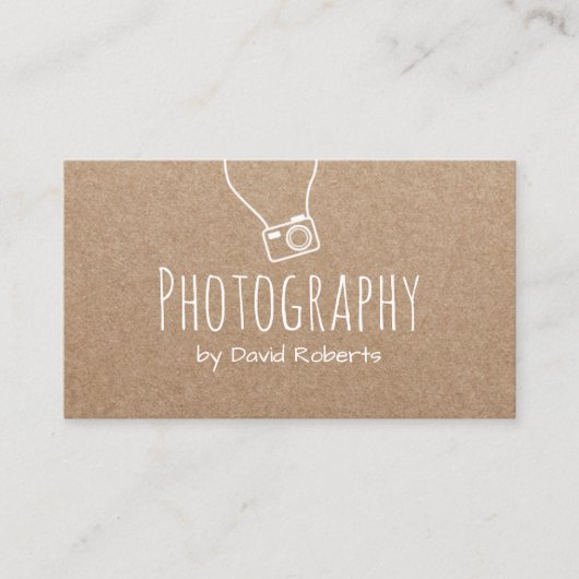 フォトグラファーのカメラ素朴クラフト 名刺 (正面)