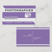 フォトグラファーのカメラ紫と白のプロフェッショナル 名刺 (正面/裏面)