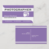 フォトグラファーのカメラ紫と白のプロフェッショナル 名刺 (正面/裏面)