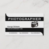 フォトグラファーのカメラ黒、白モダン色 名刺 (正面)