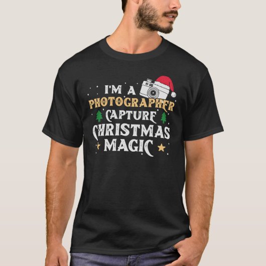 フォトグラファーのクリスマス魔法 Tシャツ (正面)