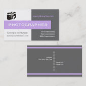 フォトグラファーのグレー、白、ラベンダーの目を引く 名刺 (正面/裏面)