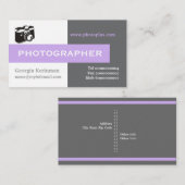 フォトグラファーのグレー、白、ラベンダーの目を引く 名刺 (正面/裏面)