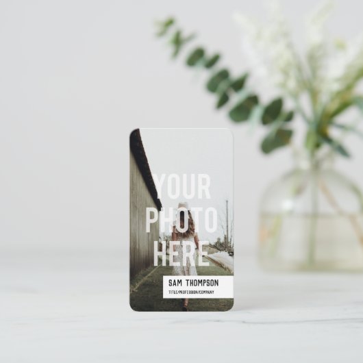 フォトグラファーの写真とロゴのソーシャルメディアのアイコン 名刺 (スタンド正面)