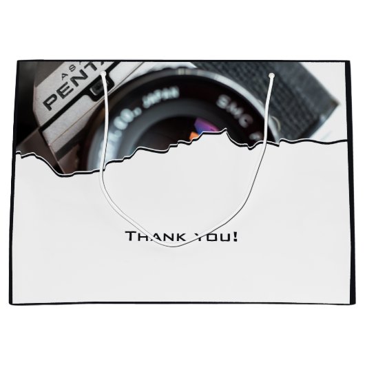 フォトグラファーの白黒ありがとう ラージペーパーバッグ (正面)