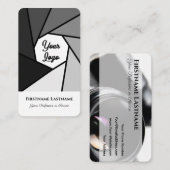 フォトグラファーの白黒DSLRカメラレンズ 名刺 (正面/裏面)