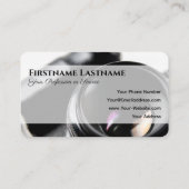 フォトグラファーの白黒DSLRカメラレンズ 名刺 (裏面)