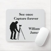 フォトグラファーの黒とパーソナライズされた灰色 マウスパッド (マウス)