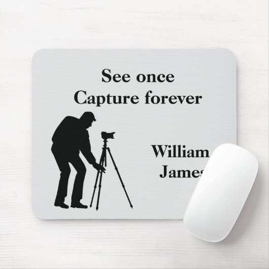 フォトグラファーの黒とパーソナライズされた灰色 マウスパッド (マウス)