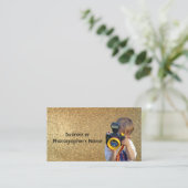 フォトグラファーまたはカメラユーモアのあるストアGoldBG 名刺 (スタンド正面)