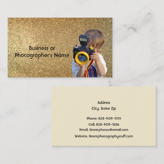 フォトグラファーまたはカメラユーモアのあるストアGoldBG 名刺 (正面/裏面)