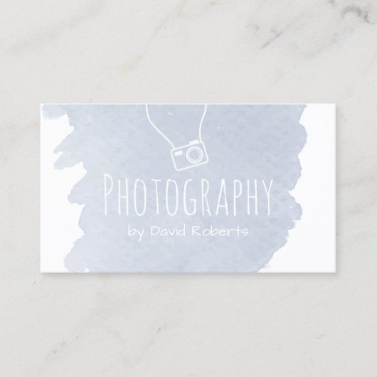 フォトグラファーエレガントカメラの水色 名刺 (正面)