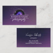 フォトグラファーエレガントカメラ紫色写真 名刺 (正面/裏面)