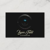 フォトグラファーエレガントブラックカメラレンズ 名刺 (正面)